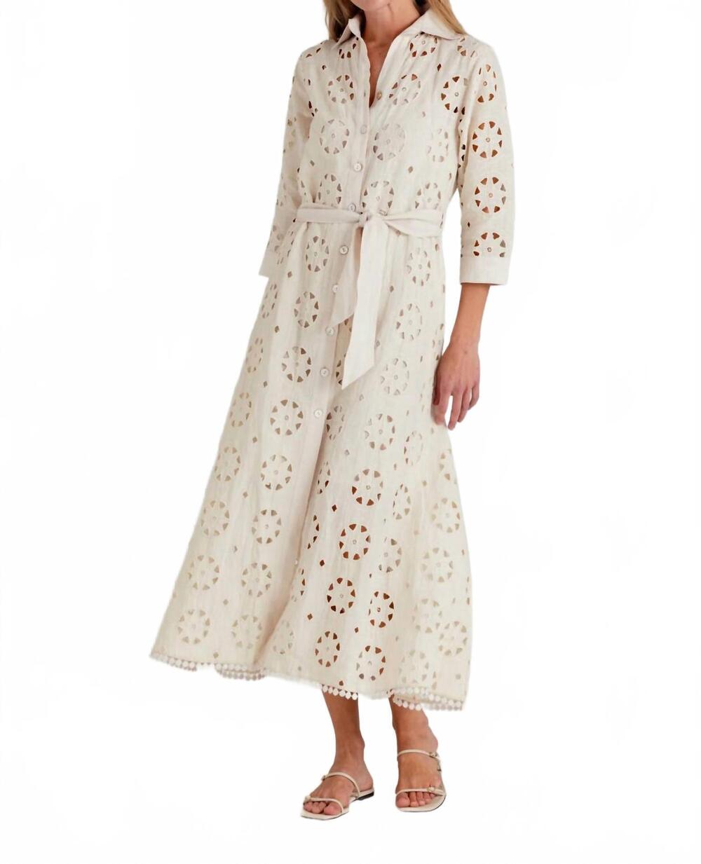 NEW SUNDAYS linen laurel midi dress in moonbeam